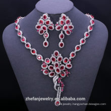 Fashion turkish 925 sterling silver fake red ruby cubic zirconia wedding jewelry sets
